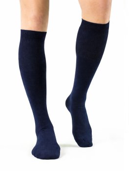 Gambaletto Donna in Cotone Biologico con Polso Inglese Blu - 1