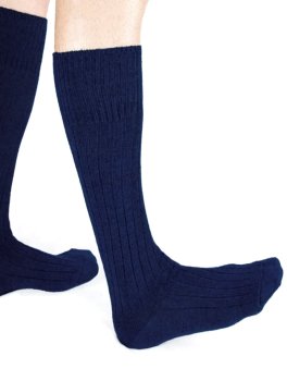 Gambaletto Uomo a Coste in Lana Merinos Extra Fine "Navos" - Blu - 1