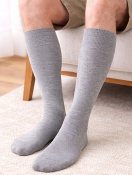 Gambaletto Uomo in Cotone e Seta Bio "Bottonato" - Grigio - 4