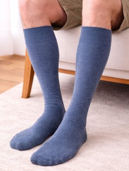 Gambaletto Uomo in Cotone e Seta Bio "Bottonato" - Jeans - 4