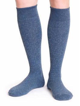 Gambaletto Uomo in Cotone e Seta Bio "Bottonato" - Jeans - 1