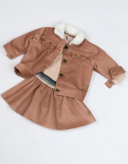 Giacca In-Outdoor Bimbo in Velluto - Rosa Antico - 6
