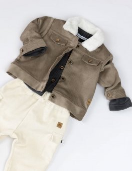 Giacca In-Outdoor Bimbo in Velluto - Sabbia - 2