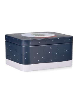 Gift Box "Let it Snow" Cofanetto Natalizio in Latta Blu Albero di Natale - 2