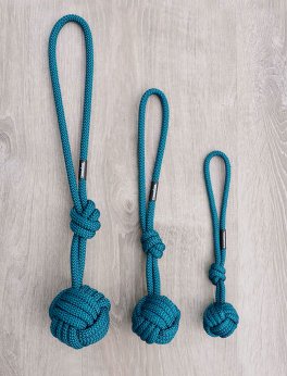 Gioco Palla con Corda per Cani BOLLY Petrolio - Tg. L - 3