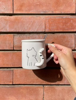 Handy Mug Cat - Tazza in Ceramica con Cucchiaino - 6