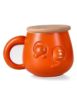 Tazza in Ceramica con Coperchio in Legno - Hidden Cat - 1