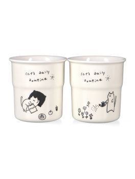 Handy Mug - Set 4 Tazze in Ceramica Cat's Daily Routine - 3