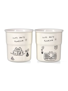 Handy Mug - Set 4 Tazze in Ceramica Cat's Daily Routine - 4