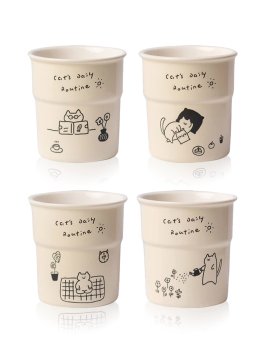 Handy Mug - Set 4 Tazze in Ceramica Cat's Daily Routine - 1