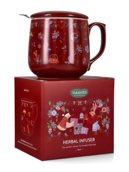 Infusiera in Ceramica con Coperchio e Filtro "Sorsi di Natale" Rossa - 2