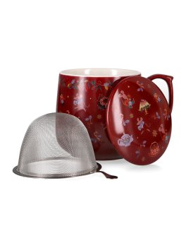 Infusiera in Ceramica con Coperchio e Filtro "Sorsi di Natale" Rossa - 3