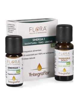 Integraflor - Sinergia 1: Miscela Ravintsara, Timo e Limone Bio + Olio di Mandorle Dolci Bio - 1