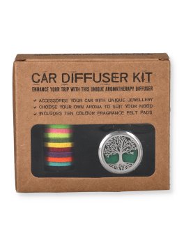 Kit Diffusore per Auto - Placca in Acciaio con Dischetti di Feltro Colorati - Albero della Vita - 2