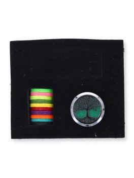 Kit Diffusore per Auto - Placca in Acciaio con Dischetti di Feltro Colorati - Albero della Vita - 4