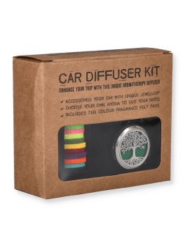 Kit Diffusore per Auto - Placca in Acciaio con Dischetti di Feltro Colorati - Albero della Vita - 1