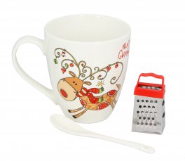 Kit Tazza Mug Renna + Mini Grattugia e Cucchiaino
