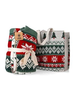 Kit Natalizio Cocoon con Coperta e Borsa in Cotone - Popy - 1