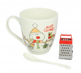 Kit Tazza Mug Pupazzo Neve + Mini Grattugia e Cucchiaino