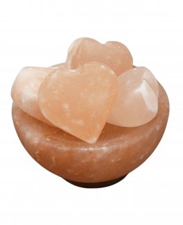 Lampada Braciere  di Sale Himalayano Lavorato con Cuori - 1