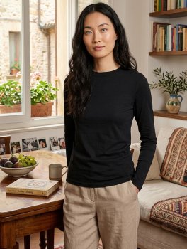 Maglia Basica a Maniche Lunghe Donna Dhivya - Nera - 3