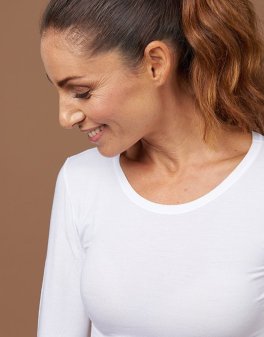 Maglia Girocollo in Tencel™ a Maniche Lunghe - Bianco - 2