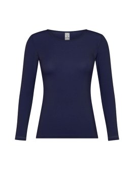Maglia Girocollo in Tencel a Maniche Lunghe - Blu - 1