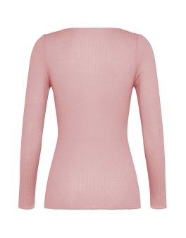 Maglia Scollo a Barchetta in Tencel™ a Costine Manica Lunga - Cipria - 2