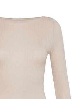 Maglia Scollo a Barchetta in Tencel™ a Costine Manica Lunga - Conchiglia - 2