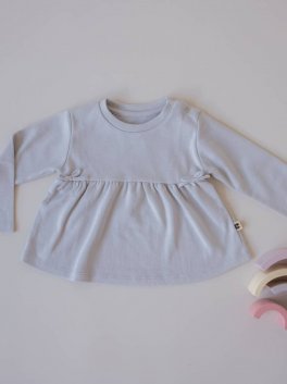 Maglietta Bimba a Maniche Lunghe con Fiocchi - Grigio Perla - 2