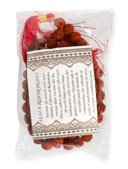 Mala con Grani di Rudraksha con Nappina Rossa - 4