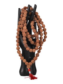 Mala con Grani di Rudraksha e Nappina Rossa - 3