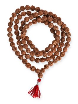 Mala con Grani di Rudraksha e Nappina Rossa - 1