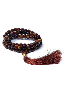 Mala di Mani Bhadra Pietre Naturali con Nappina - Occhio di Tigre/Occhio di Bue - 1