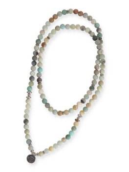 Mala in Amazzonite Elastico con Ciondolo Loto - 4