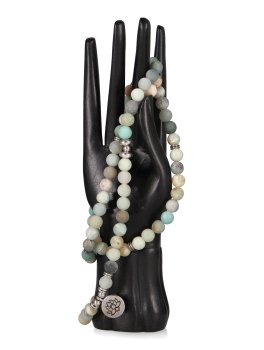 Mala in Amazzonite Elastico con Ciondolo Loto - 2