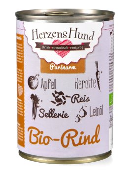 Manzo Bio con Mela - Umido a Basso Contenuto di Purine per Cani - 1