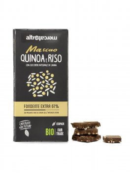 Mascao - Tavoletta di Cioccolato Fondente Extra 61% con Crispies alla Quinoa e Riso Bio - 1