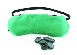 Maschera Relax Occhi con Shungite e Lino Bio in Pura Seta Shantung - Verde - 2