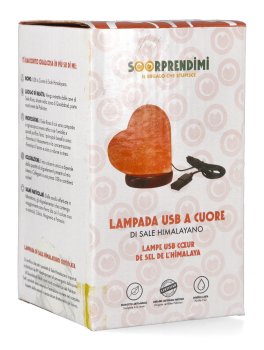 Mini Lampada di Sale Rosa dell' Himalaya con Presa USB - Cuore - 4