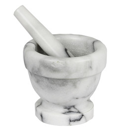 Mortaio in Marmo Bianco con Base