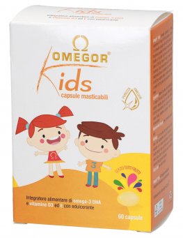 Omegor Kids - Integratore di Omega 3 DHA e Vitamina D3 ed E - Capsule Masticabili