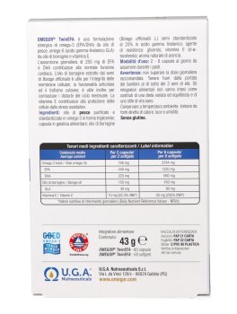 Omegor Twinefa - Integratore di Omega-3 EPA/DHA, Omega-6 GLA e Vitamina E - 60 Capsule Gusto Arancia - 2