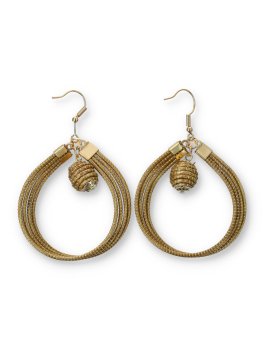Orecchini in Oro Vegetale Capim Dourado - Cerchio con Sfera - 2