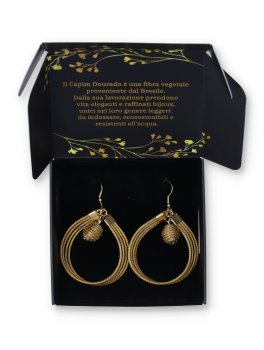 Orecchini in Oro Vegetale Capim Dourado - Cerchio con Sfera - 4