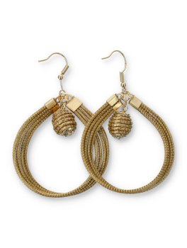 Orecchini in Oro Vegetale Capim Dourado - Cerchio con Sfera - 1