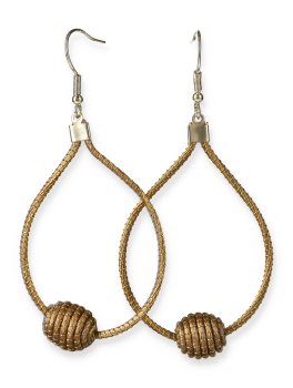 Orecchini in Oro Vegetale Capim Dourado - Goccia con Sfera - 3