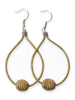 Orecchini in Oro Vegetale Capim Dourado - Goccia con Sfera - 1