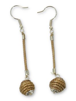 Orecchini in Oro Vegetale Capim Dourado - Lunghi con Sfera - 1