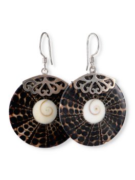 Orecchini Rotondi in Argento e Conchiglia - 1